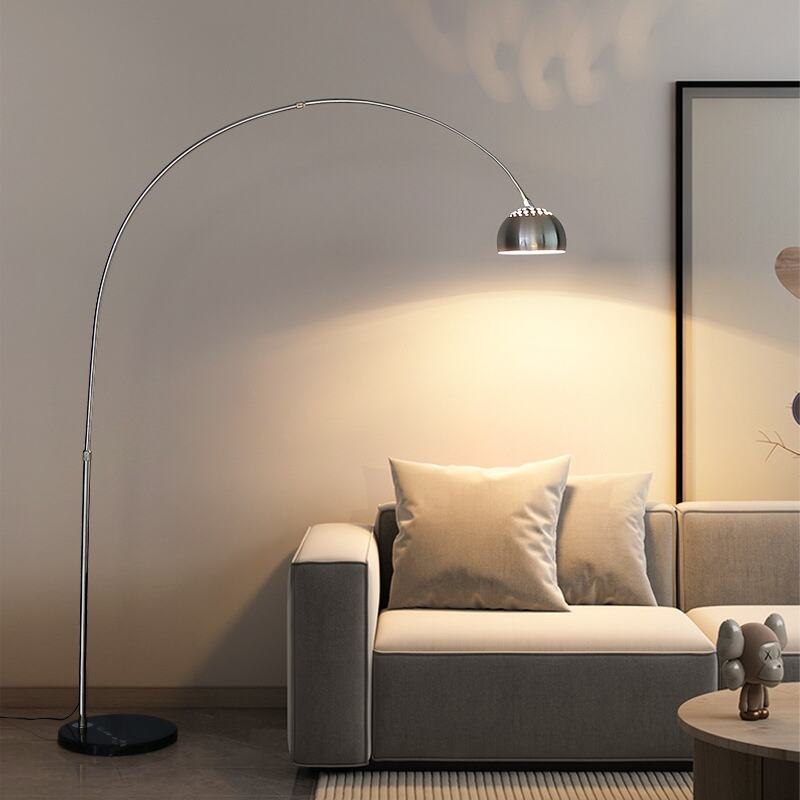 Height Adjustable Iron Marble Arc LED Floor Lamp for Living Room Bedroom Sofa Decor