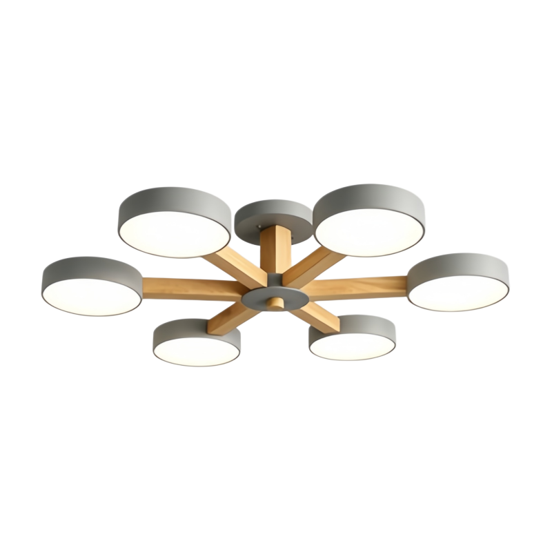 Minimalist Iron Macaron Bedroom Dining Room Chandelier Original Wood Multi-head Living Room Dining Room LED Pendant Lights