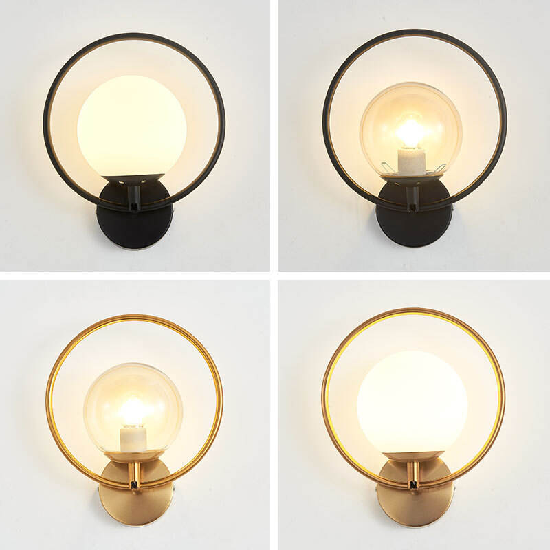 Glass Shade Ball Ring Metal Modern Elegant Interior Decorative Led Wall Sconce Lamp