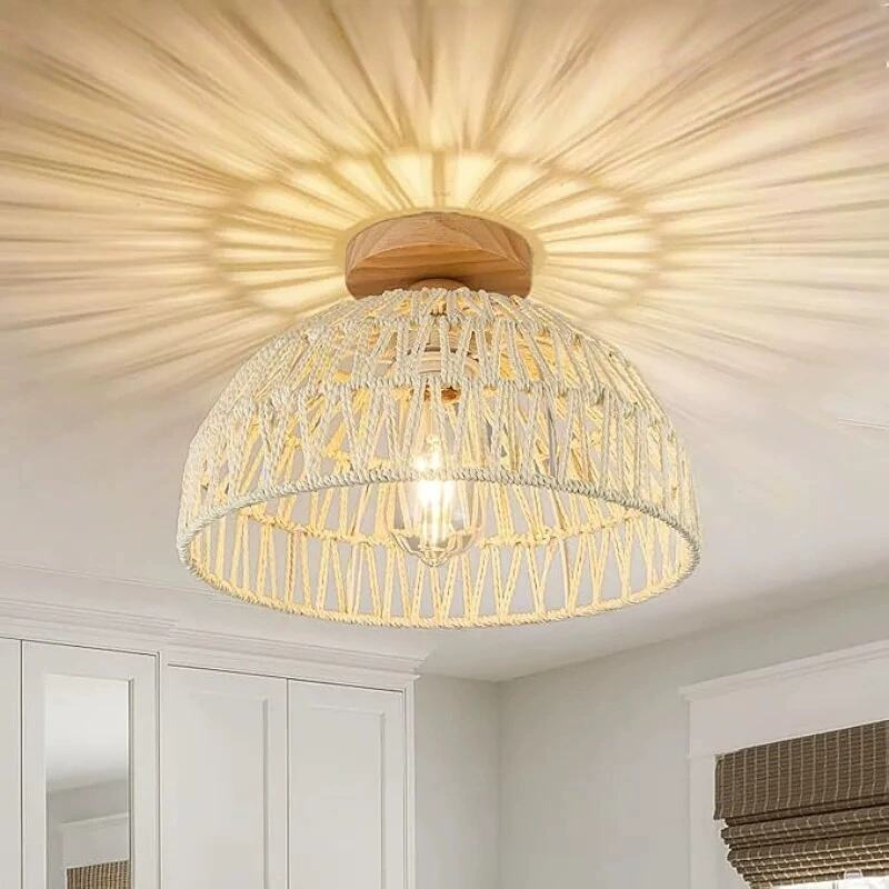 Ripustettava lamppu, ripustuslamppu, teko-ohjeita varten käsintehty paperiköysilamppuvarjo kotiin ja ravintoloihin