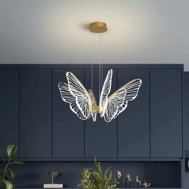 Nordic Minimalist Postmodern Butterfly Pendant Light for Living Room Dining Room Bedroom