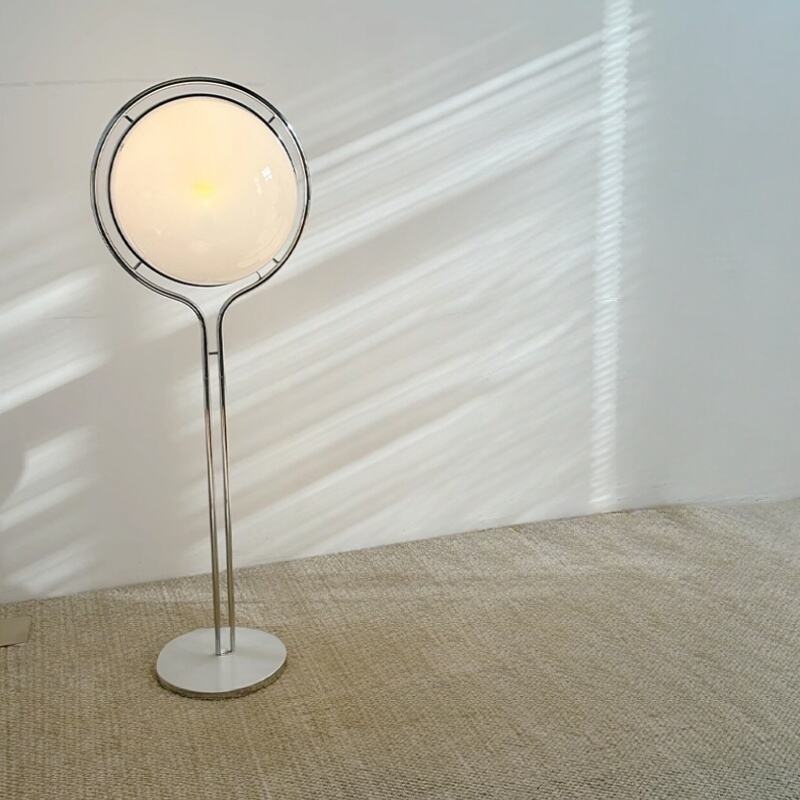 Modernong Bilog na Globe na LED na Lampara sa Sahig na may Metal at Acrylic na Pindutan sa Paa para sa Minimalistang Dekorasyon