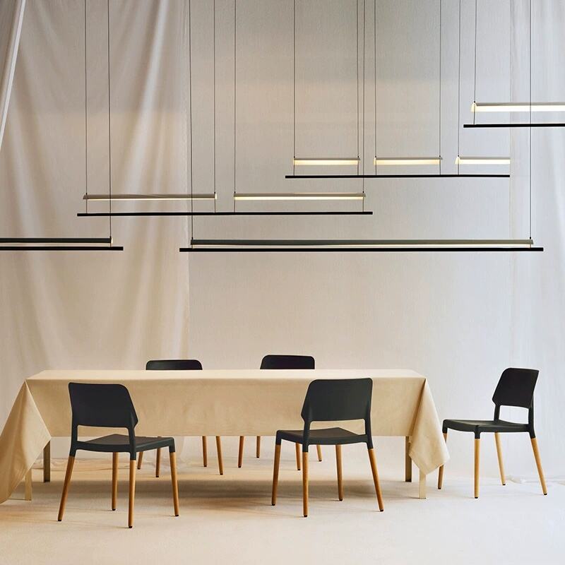 Modern Metal Pendant Light Nordic Tile Eaves Line Chandelier for Dining Kitchen Long Linear Island Middle