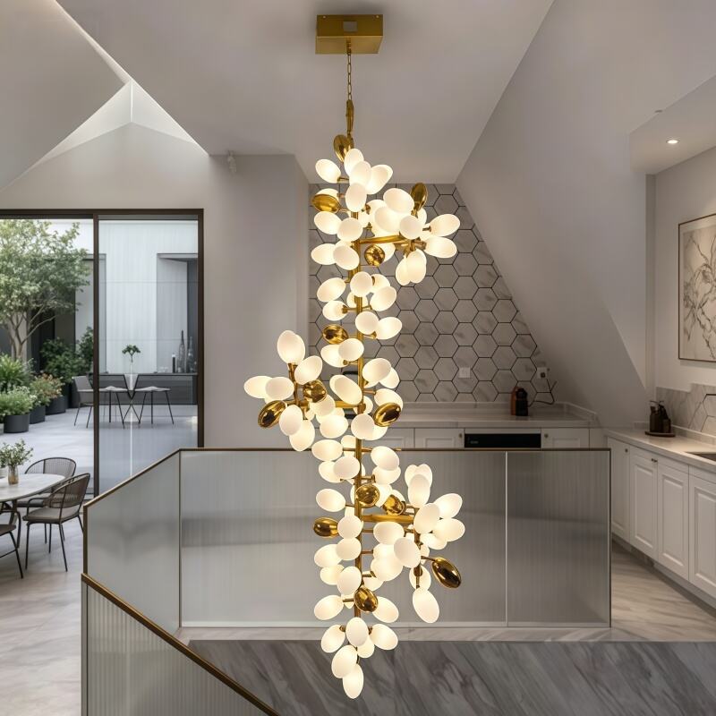 Moderní minimalistická umělecká skleněná lustra, luxusní lustra pro schodiště s kreativním větveným designem pro domácnost a hotel