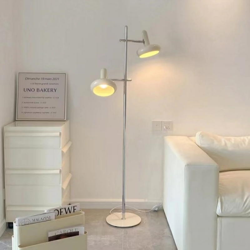 Adjustable 2-head White Metal Dimmable LED Floor Lamp for Living Room Bedroom Decor