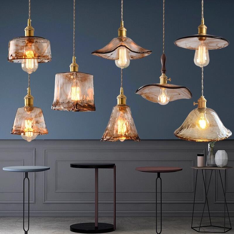Vintage Homestay Bar Living Room Japanese Bedside Creative Glass Small Pendant Light
