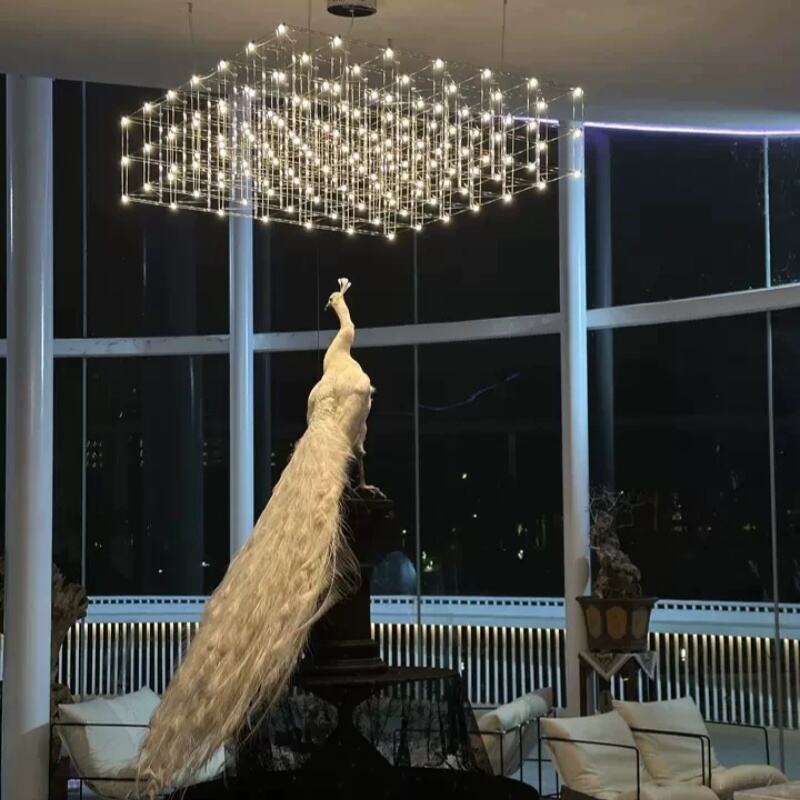  Customized Contemporary Style Residential Decoration Hall Hotel Lobby LED Stainless Steel Chandelier Lighting