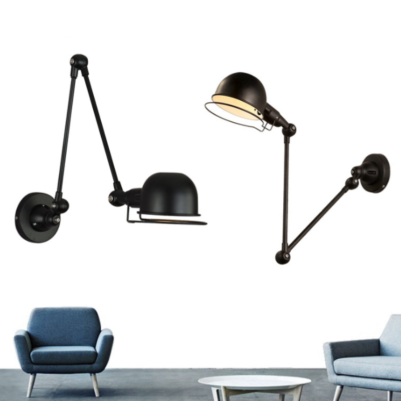 Industrial Style Folding Creative Robot Arm Double Section LED Wall Lamp for Reading Bedside