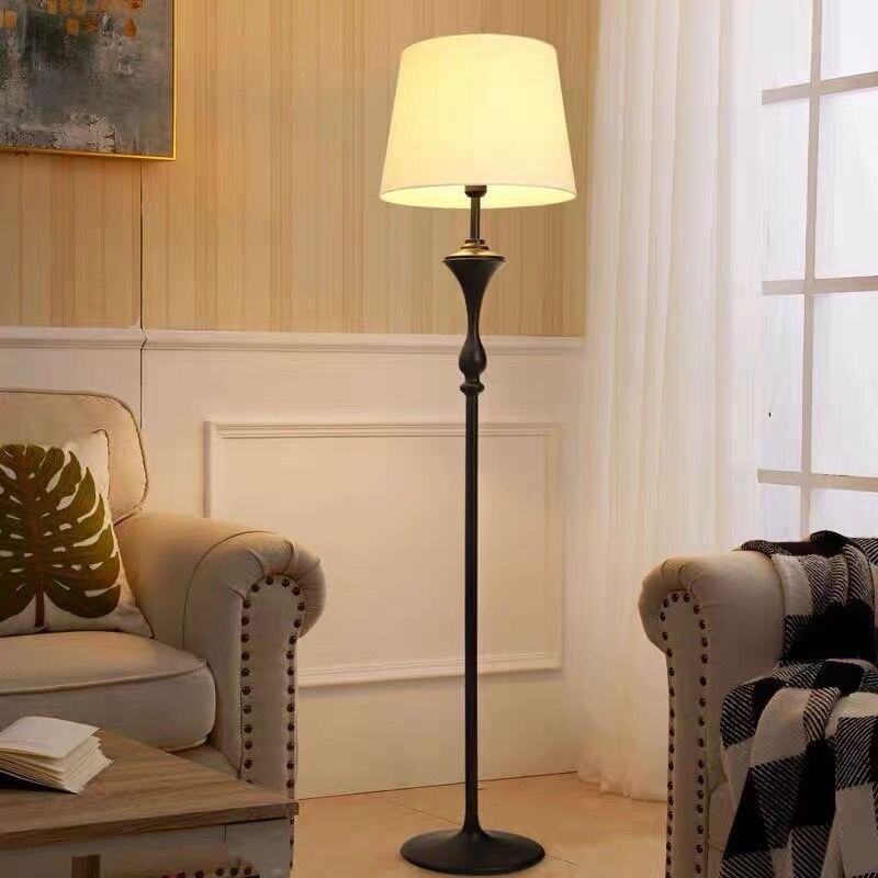 Vintage Curved Black Iron Floor Lamp Foot Switch Warm White Light for Bedroom