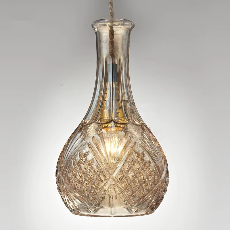 Hot Selling High Quality Hand Blown Wine Bottle clear Glass Chandeliers