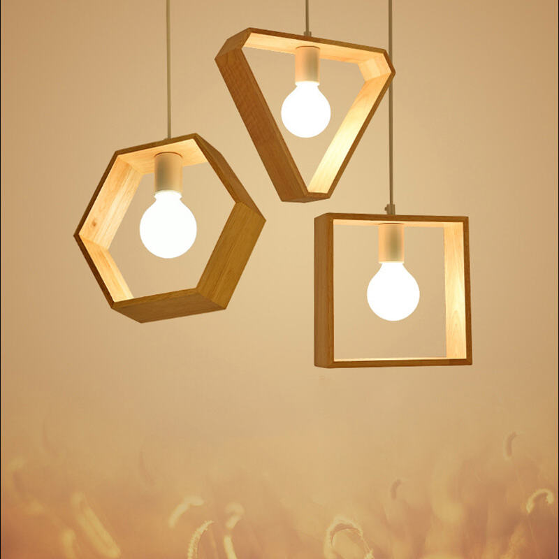 Japanese Style Bedroom Wooden Art Polygonal Geometric Creative Chandelier