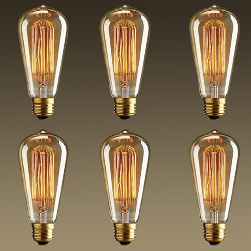 ST64 Vintage na Squirrel Cage na Filament na Edison Bulb para sa Dekorasyon ng Ilaw, 6 piraso/kahon