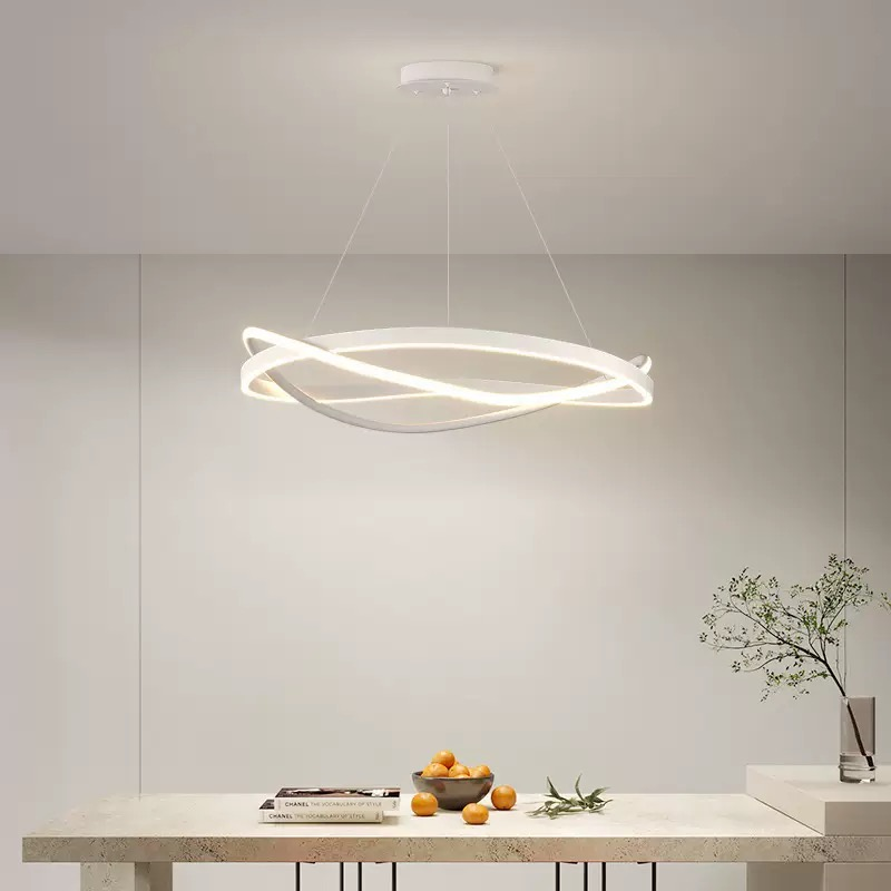 Circle Chandelier Creative Aluminum Black Chandeliers Pendant Lights Modern LED Hanging Lamp for Dining Room Kitchen