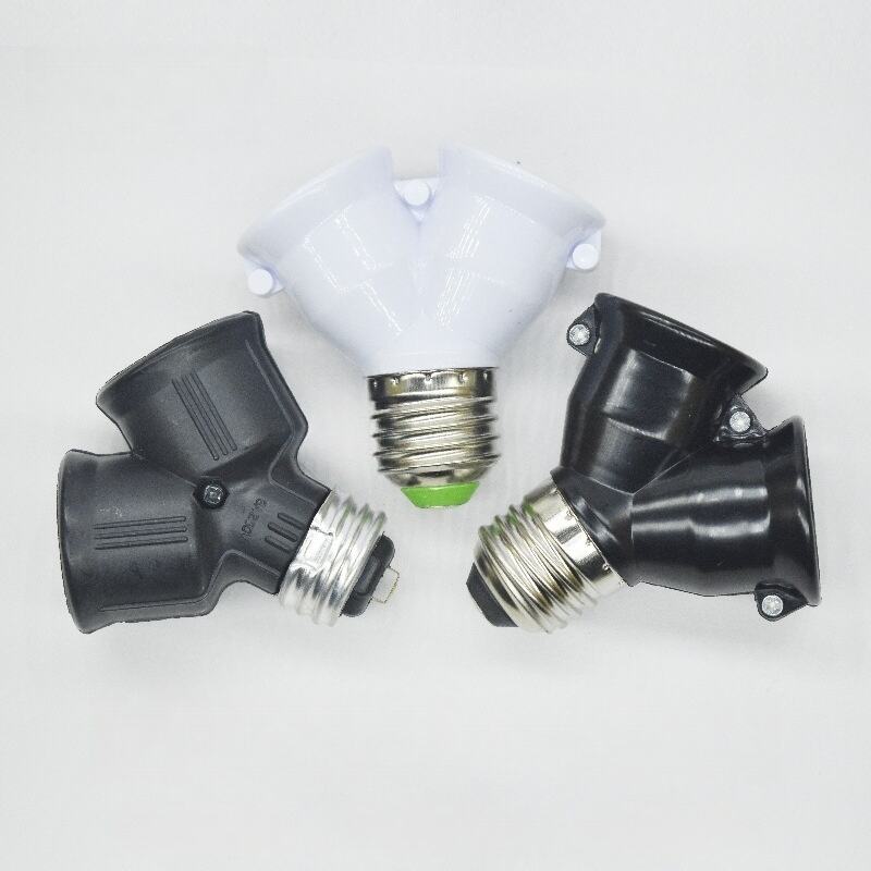E26/E27 na Plastic na Lamp Socket Splitter na Itim/Puti para sa Multi-Bulb na Pag-iilaw