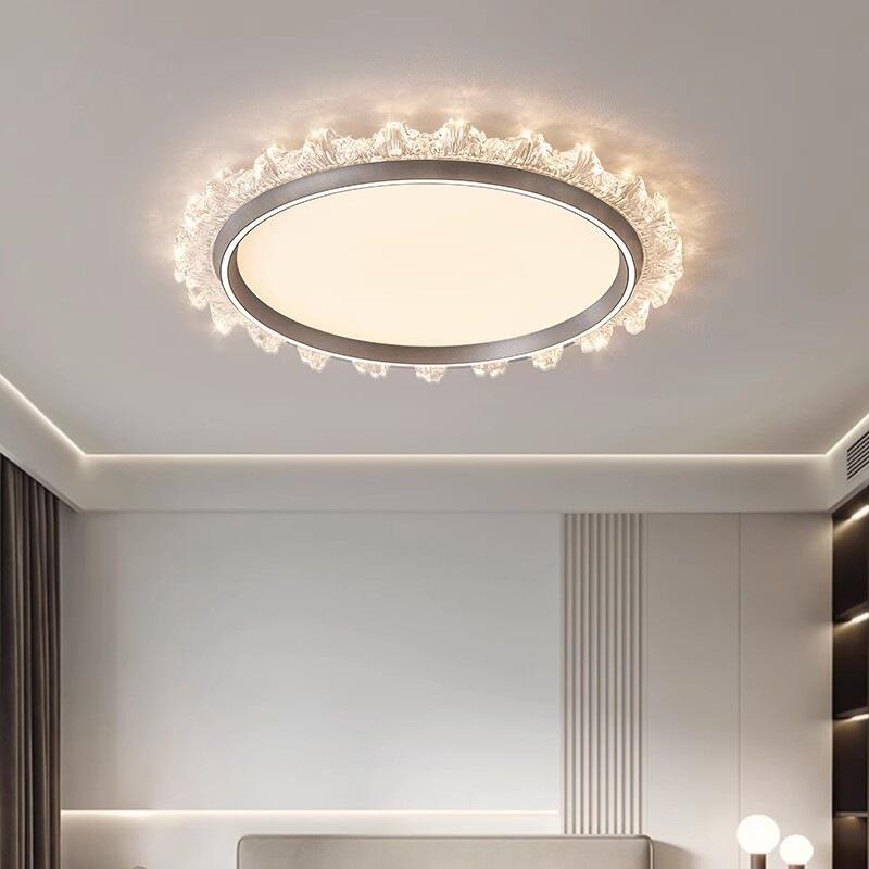 Modern Luxury Round Lace Ceiling Light for Bedroom Living Room Eye-Protecting Study Lamp