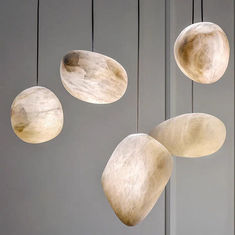 Minimalist Art Natural Marble Pebble Indoor Restaurant LED Pendant Light