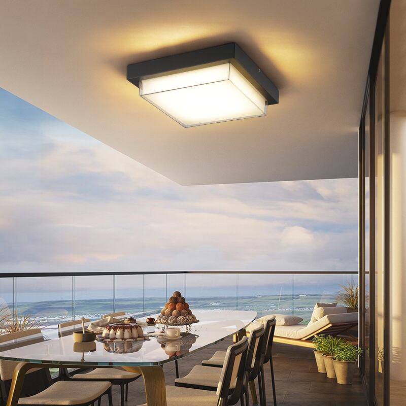 Modern Square LED Ceiling Light Aluminum+PC Outdoor Corridor Balcony Lamp