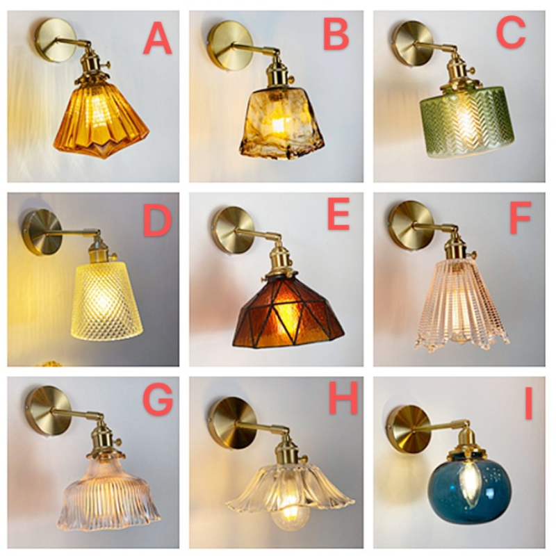 Nordic Vintage Glass Wall Lamp for Hotel Restaurant Living Room Bedroom Background Wall Decor
