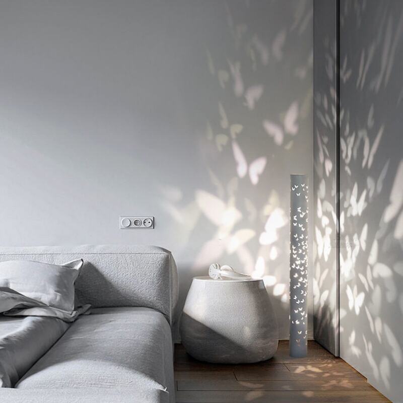 Pillangó alakú, üreges hengeres LED padlámpa hálószobába és nappaliba, díszítésre