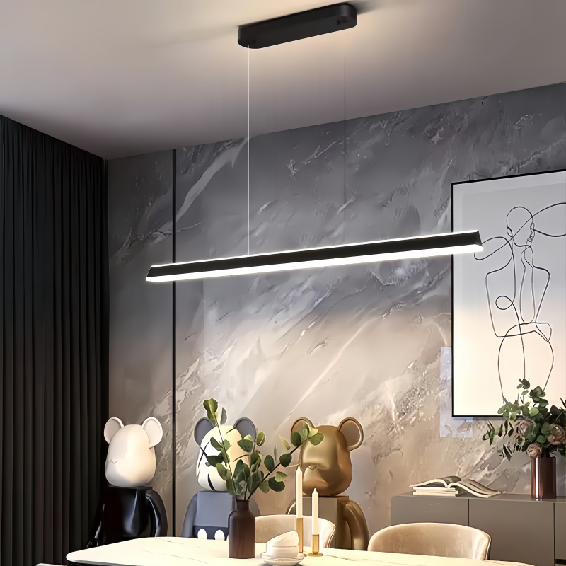 Minimalist Linear Pendant Light for Dining Table Bar Counter Office Reception Desk Dimmable Lighting Fixture