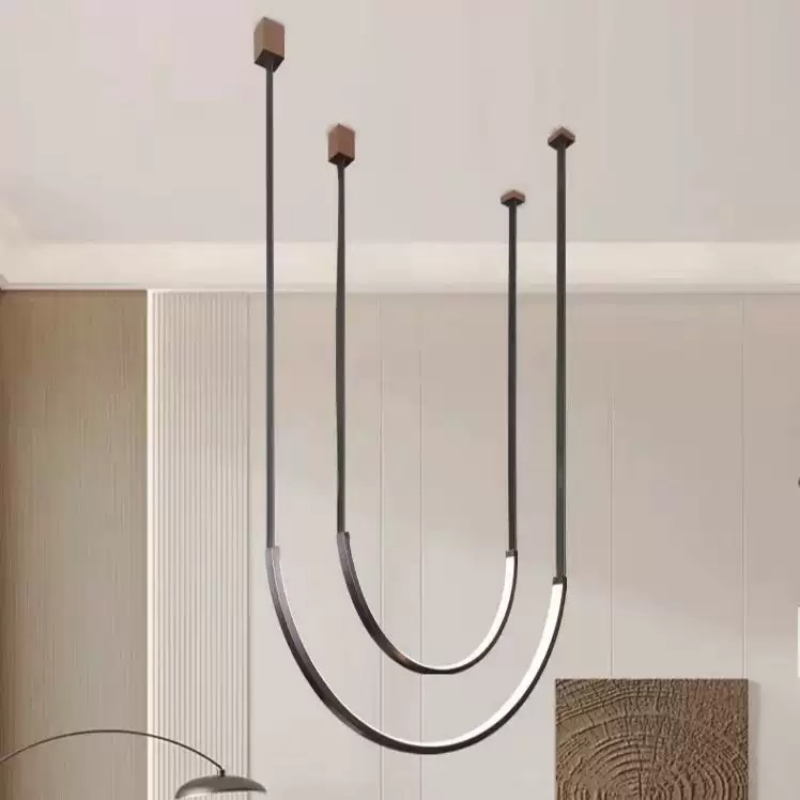 Modern Minimalist Curved Villa Living Room Stairway Pendant Light for Decor