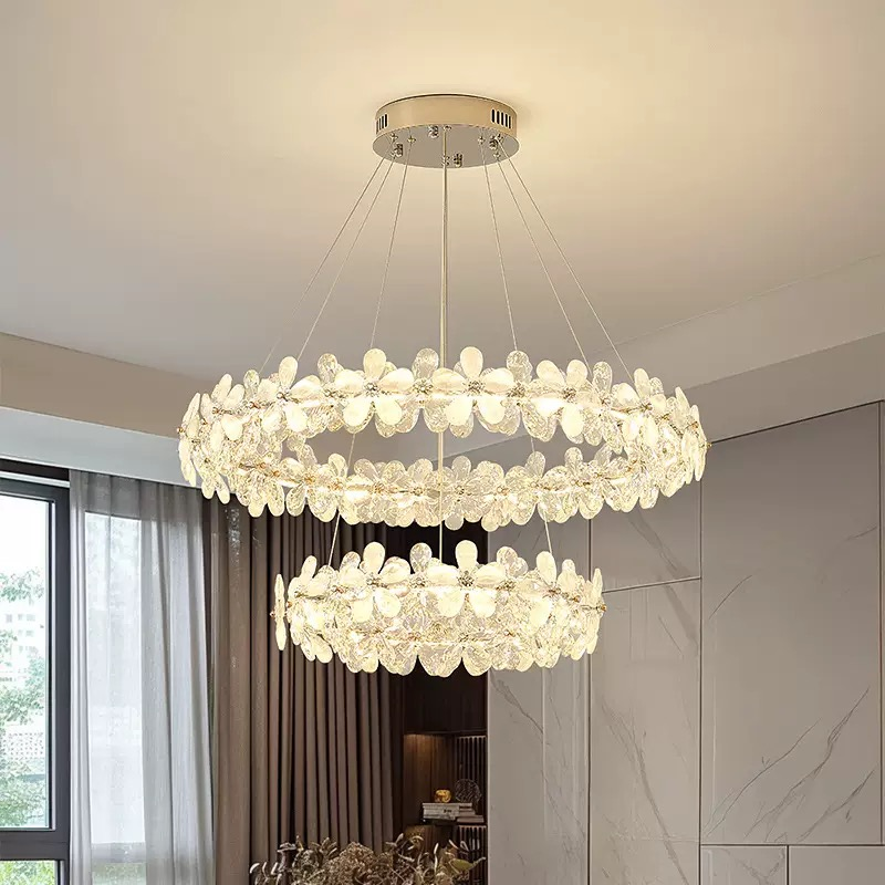 Modern Luxury Crystal Flower-shaped Chandelier For Hotel Restaurant Home Decor