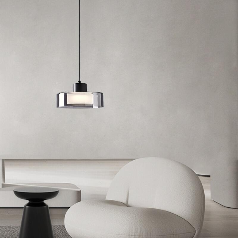 Italian Minimalist Living Room Grey Glass Lampshade LED Decorative Pendant Light