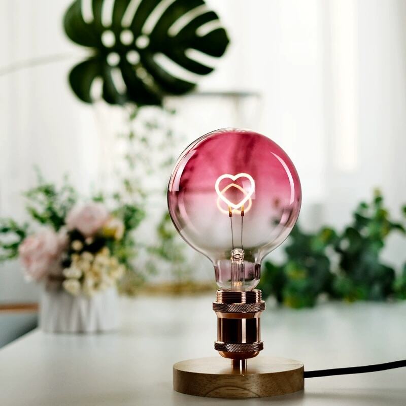 G125 Romantic Gradient Pink Heart Bulb Retro Dimmable Light Bulb