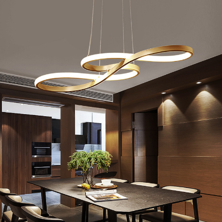 Designer Minimalist Nordic Iron Curved Linear Ring Pendant Lights for Restaurant Kitchen