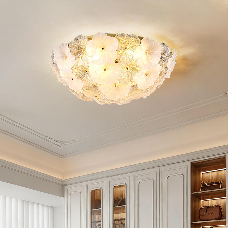 French luxury glass flower ceiling light for living room bedroom master light