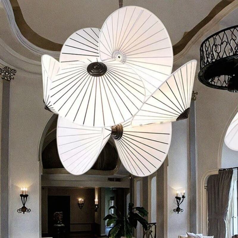 Modern Indoor Decoration Fabric Hanging Light Dining Room Living Room Villa Staircase Umbrella Pendant Lamp