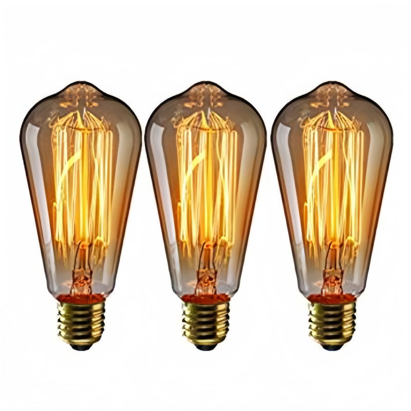 ST64 Vintage na Squirrel Cage na Filament na Edison Bulb para sa Dekorasyon ng Ilaw, 3 piraso/kahon