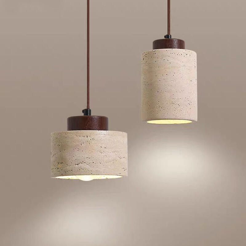 Retro decorative lighting yellow cave stone pendant light for dining room bedroom bedside lamp
