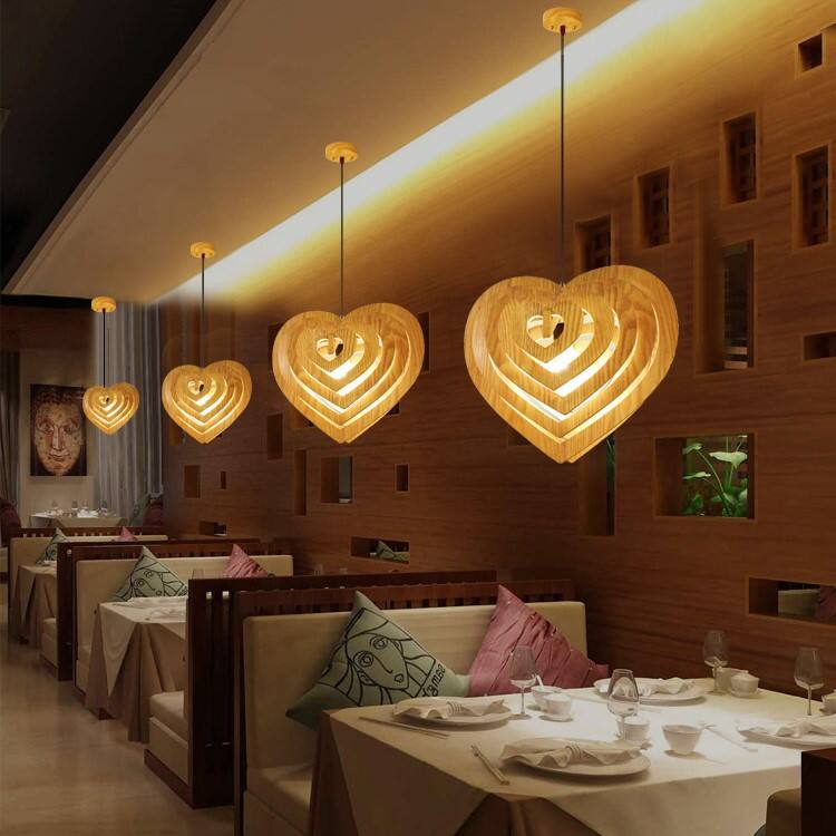 Creative Woodcraft Bird Cage Pendant Lamp for Tea Room Living Room Restaurant