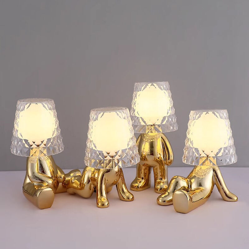 Nordic Electroplated Gold Resin Glass Lampshade Children's Room Desk Table Lamp