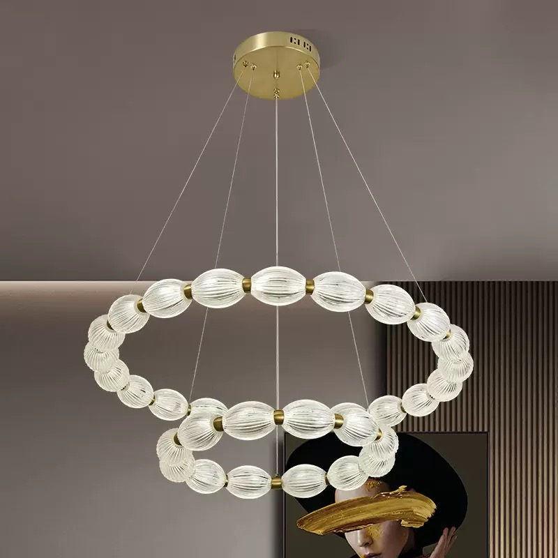 Post-Modern Minimalist Luxury Ring Chandelier for Dining Living Bedroom Study Large Hanging Lamp