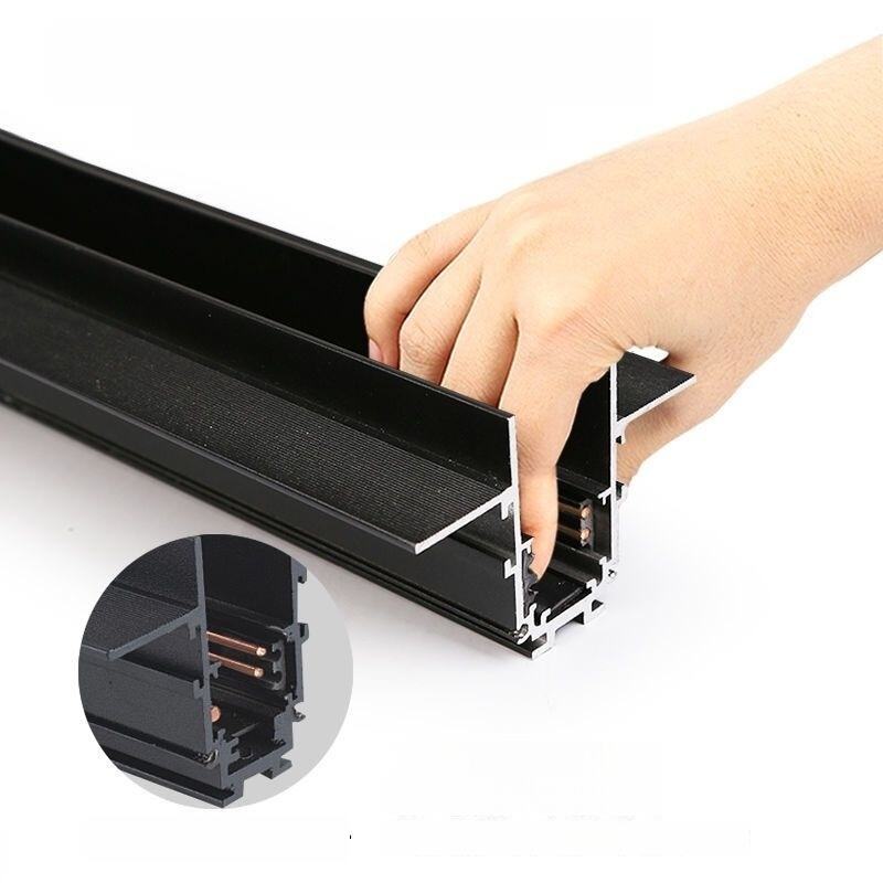 59x47mm Sandblack Aluminum 48V Magnetic Track for LED Lighting System