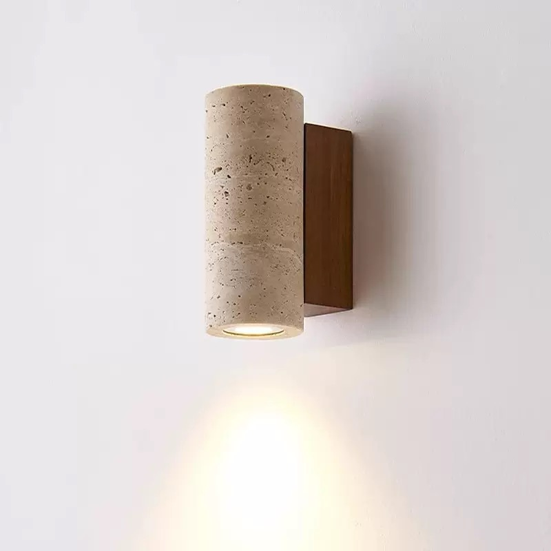 Italian Vintage Cylindrical Yellow Travertine Wall Lamp for Luxury Hotel Interior decoration