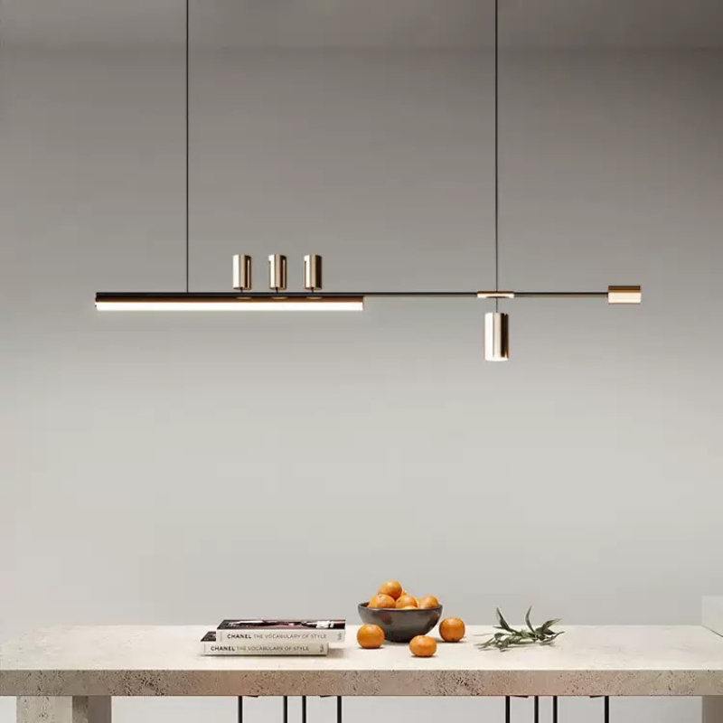Modern Minimalist Nordic Designer Luxury Creative Personality Strip Large Hanging Restaurant Chandelier Kitchen Island Bar