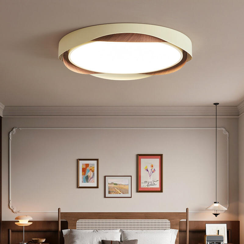 Retro Cream Style Simple Creative Walnut Ceiling Light Full Spectrum Eye Protection Living Room Dining Room Bedroom Light
