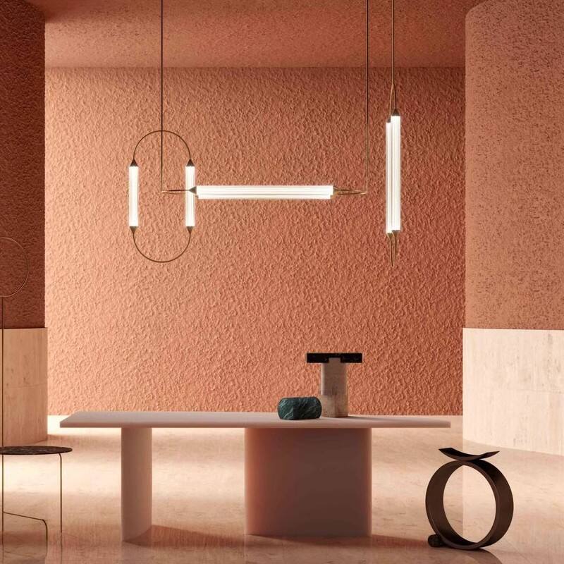 Nordic Elliptical Ring Metal Combination LED Luxury Pendant Light for Restaurant