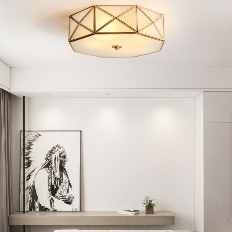 American-style all-copper Ceiling Lamp for Modern Living Room Study Balcony Hallways