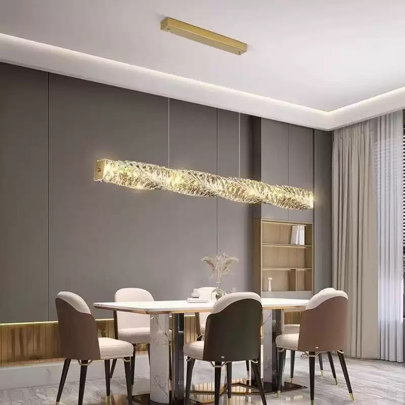 New Design Liner Pendant Light Hanging Lamp Luxury K9 Crystal Chandelier for Hotel Home Decor