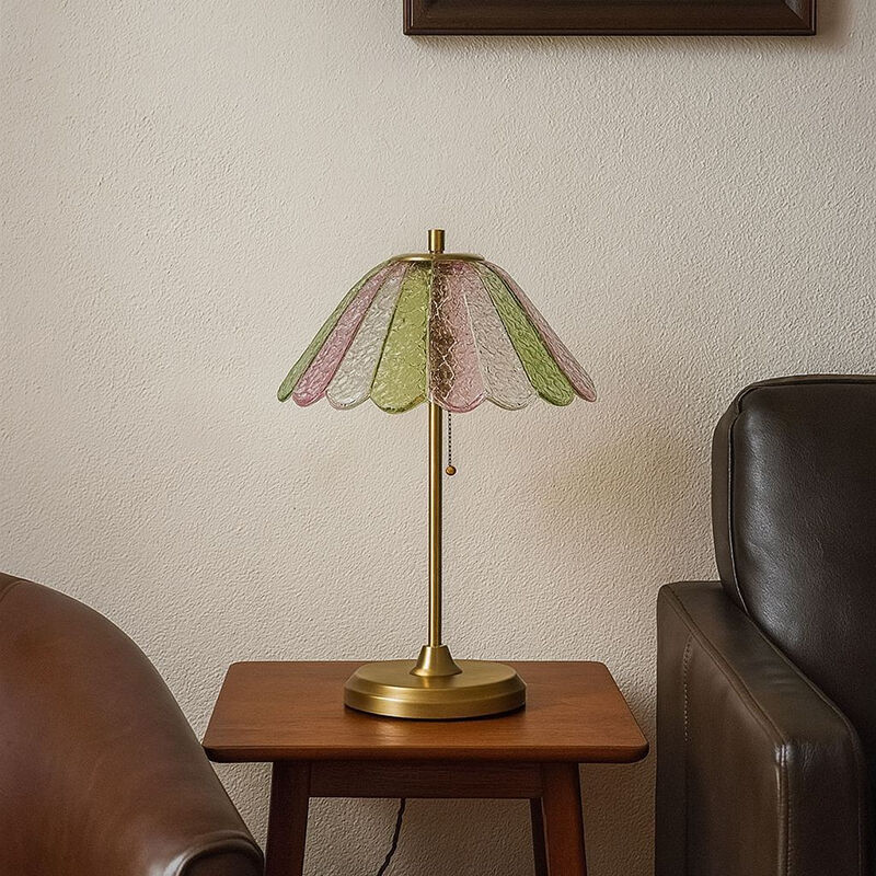 French Retro Colored Glass butterfly Dream Glass Atmosphere Bedroom Table Lamp