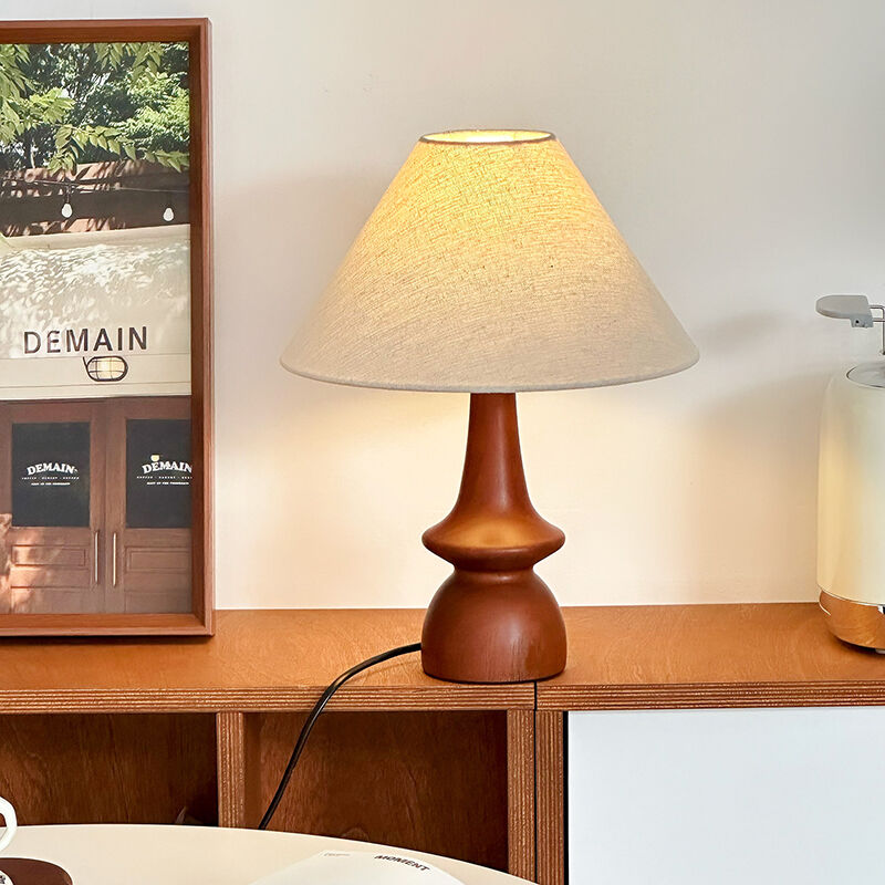 French Solid Wood Brown Antique Style Study Bedroom High-end LED Desk Table Lamp