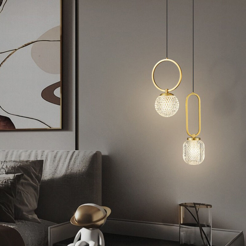 LED Brass Luxury Bedroom Dining Room Transparent Glass Decorative Pendant Light
