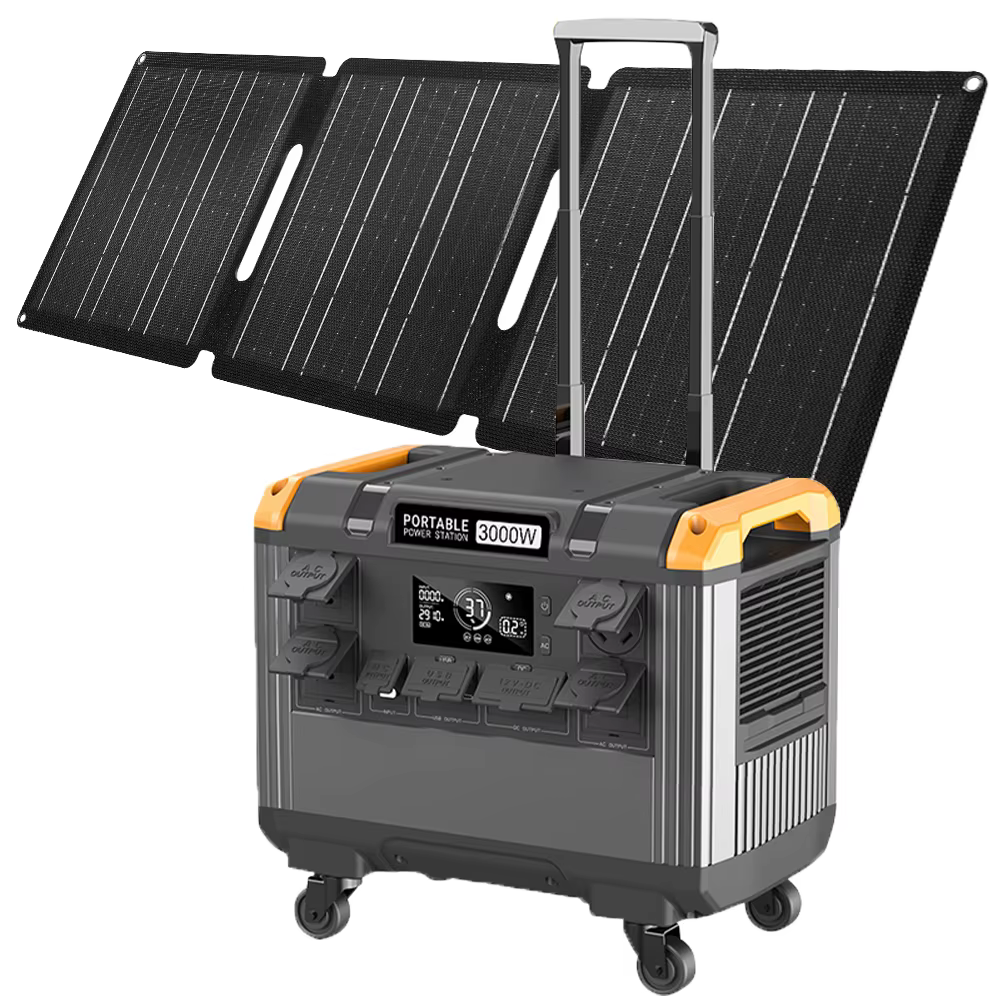 Wholesale Portable Foldable 3000-Watt Power Station Kit with 3 DC Output MPPT Battery with Solar Panel UK Plug 1000W R Rated