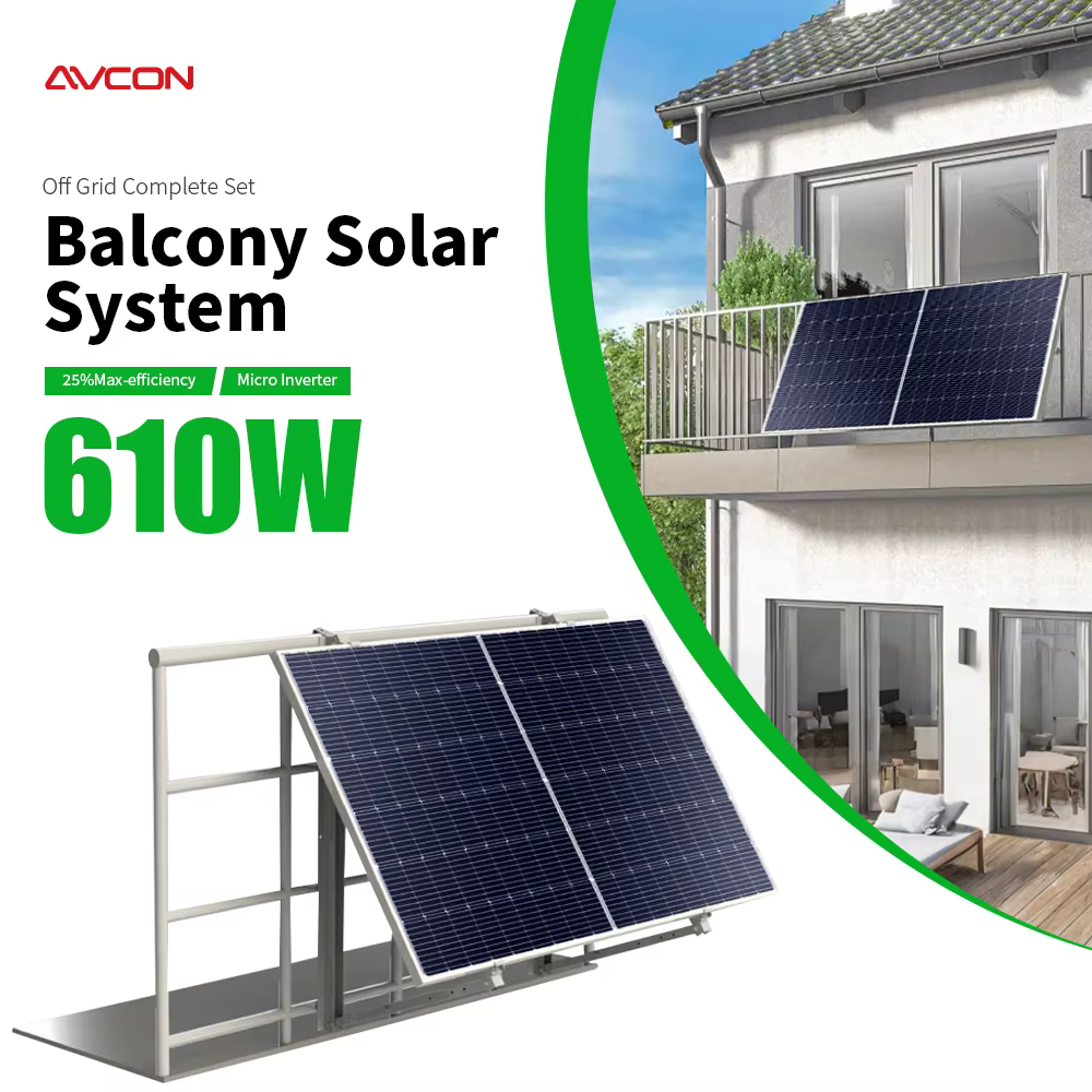 Avcon 800W Monocrystalline Balcony Solar System Complete Home Micro Inverter Kit Lithium for Balkonkraftwerk Solar Panel Set