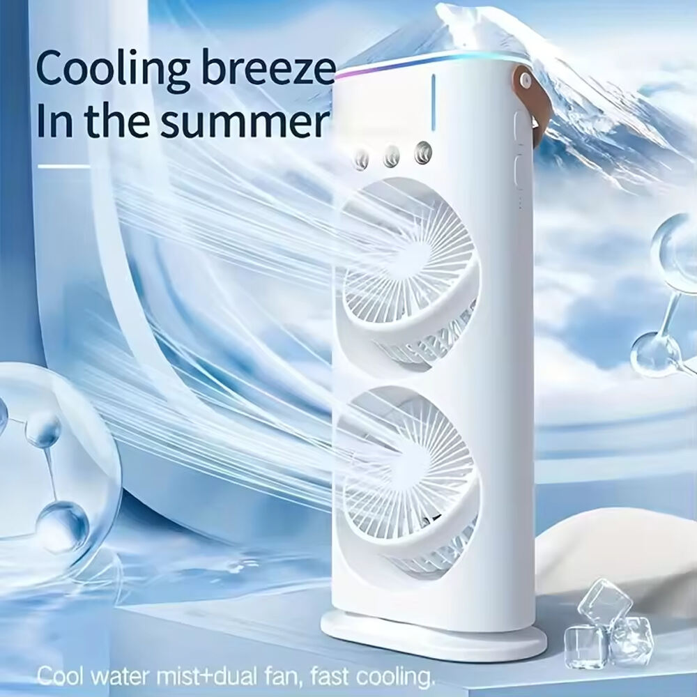 2026 Wholesale Air Cooler Fan 7 Color Mist Water Cooling Air Conditioner Fan with Remote Control Room Spray Humidifier Fan
