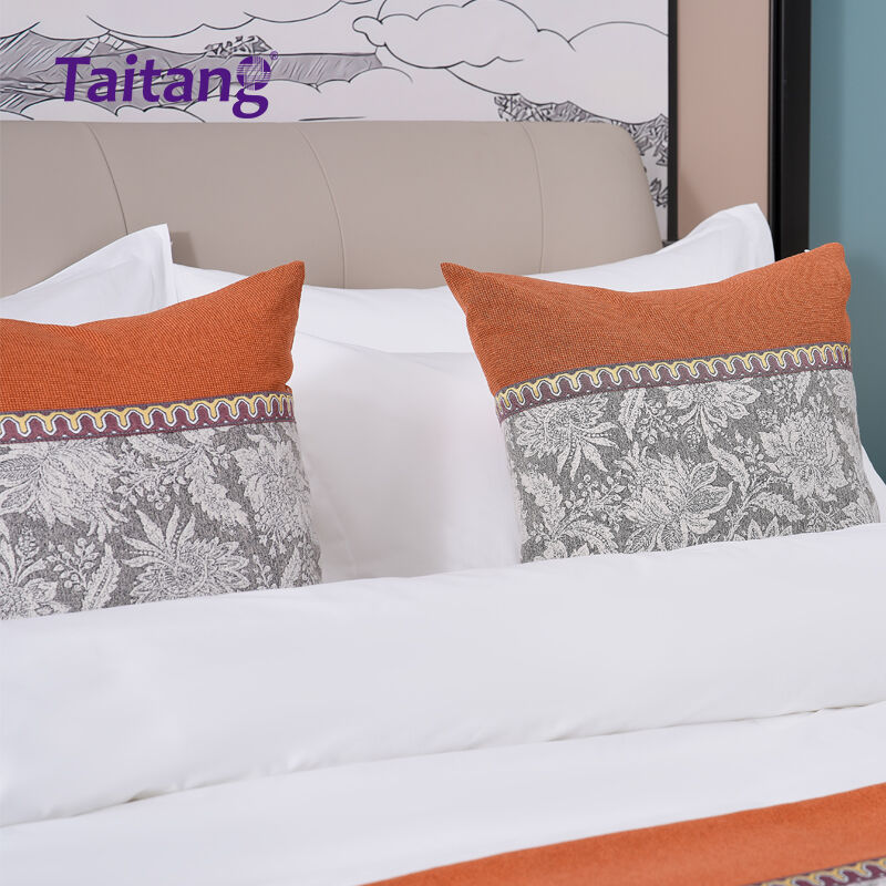 Boutique Floral Hotel Bed Runner & Decorative Pillow Set Premium Hospitality Linen Wholesale